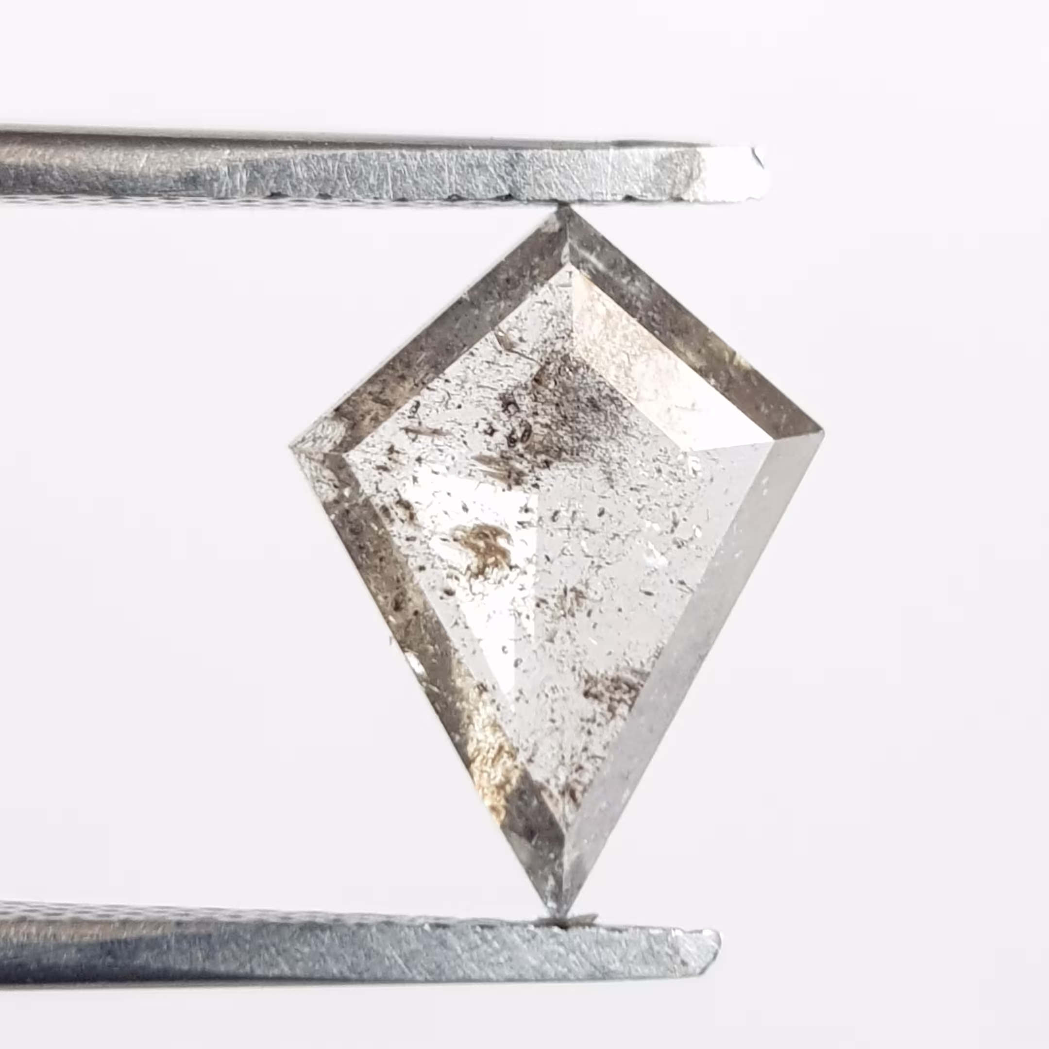 Huge 1.94Ctw/13mm Fancy Kite Shaped Clear Grey Salt & Pepper Rose Cut Loose Diamond, Faceted Diamond For Ring, Dds721/2