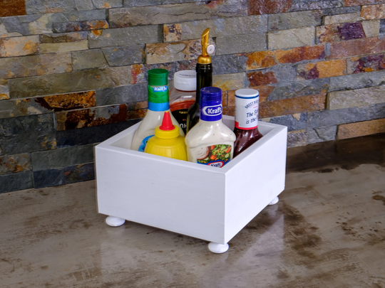 Farmhouse Kitchen Countertop Condiment Caddy For Ketchup, Mustard, Bbq Rubs, Herbs, Spices Storage, Contemporary Rustic Storage