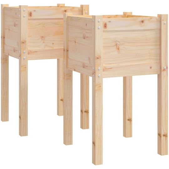 Garden Planters 2 pcs 40x40x70 cm Solid Pinewood Vidaxl Brown