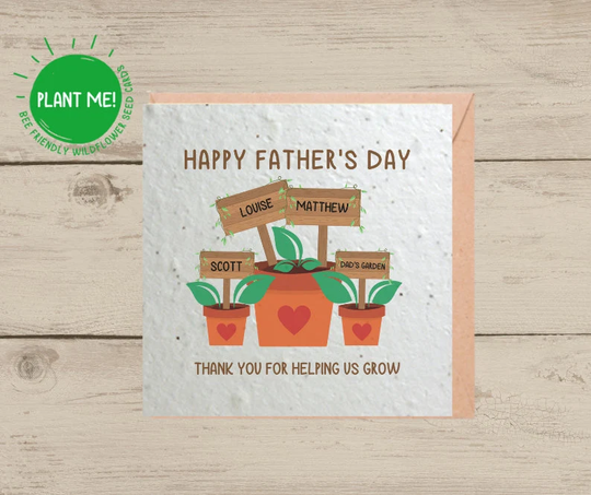 Father's Day Card | Seeded Wildflower For Dad Plantable Seed Happy Thank You Helping Me Grow