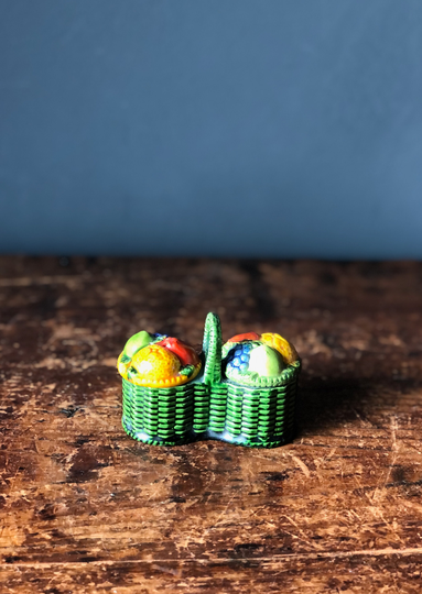 Antique Cruet Set Salt & Pepper Fruit Bowl Colourful