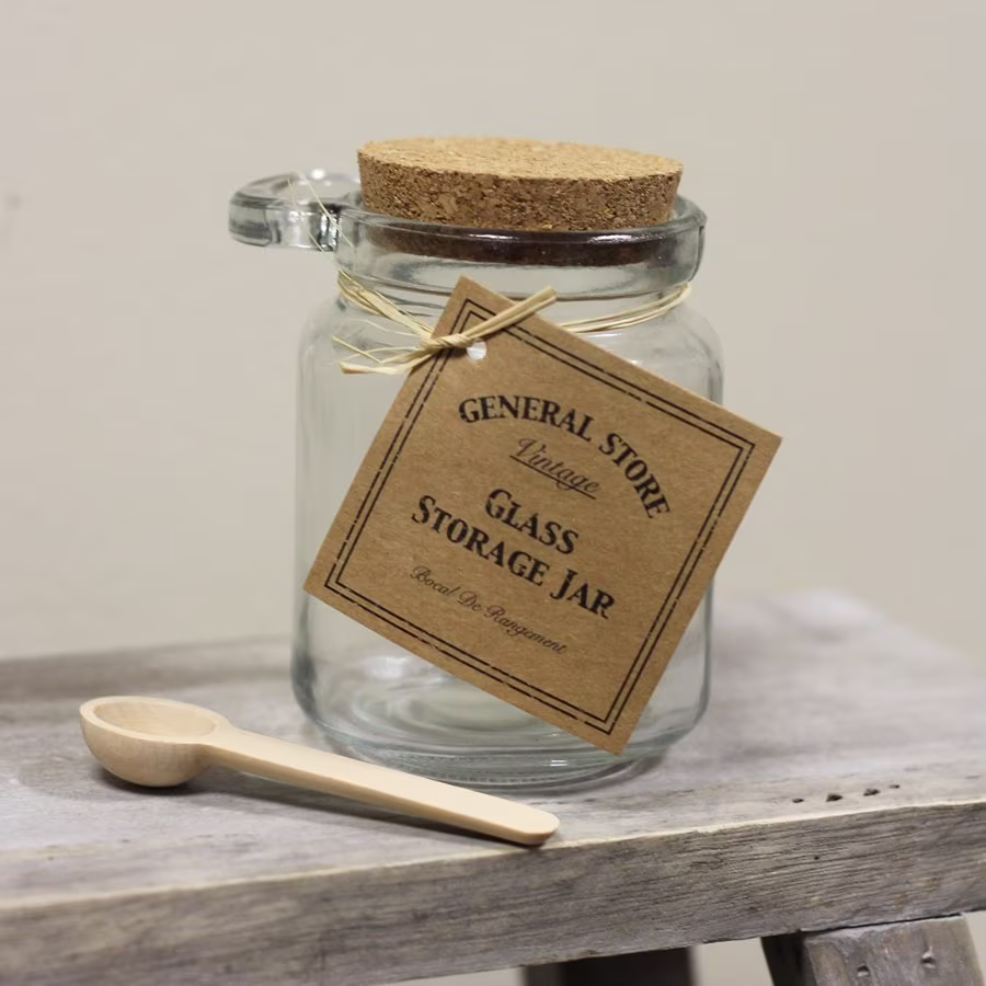 Glass Preserves Jar & Spoon Salt Bath Accessories Gift Storage Kitchen Bathroom Tub Lotion Cream Decoration Decor Home Care Self