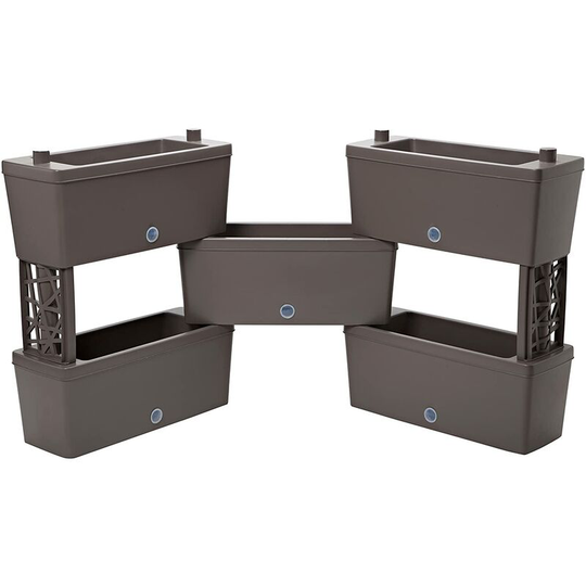 Brick - Kit of 5 modular planters for flower arrangements, herbs and vertical garden. Kit of 5 connectable planters 59cm. Dove grey color. Made in