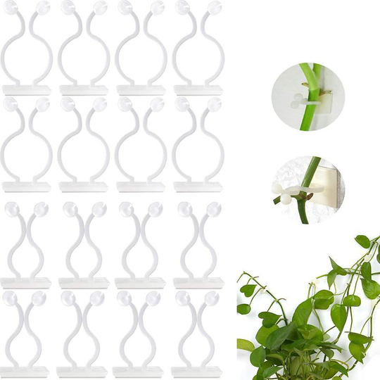 Osqi - 100 Pack Plant Support Clips, Self Adhesive Plant Clips, Wall Clips for Climbing Garden Plants Adhesive Hook for Climbing Plants, Cable Fixing