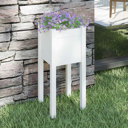 Asupermall - Garden Planter White 31x31x70 cm Solid Pinewood