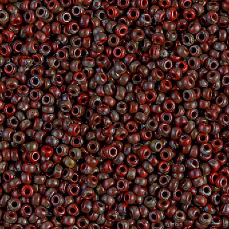 Miyuki Seed Beads 11/0 Picasso Opaque Red Garnet , 4513-New