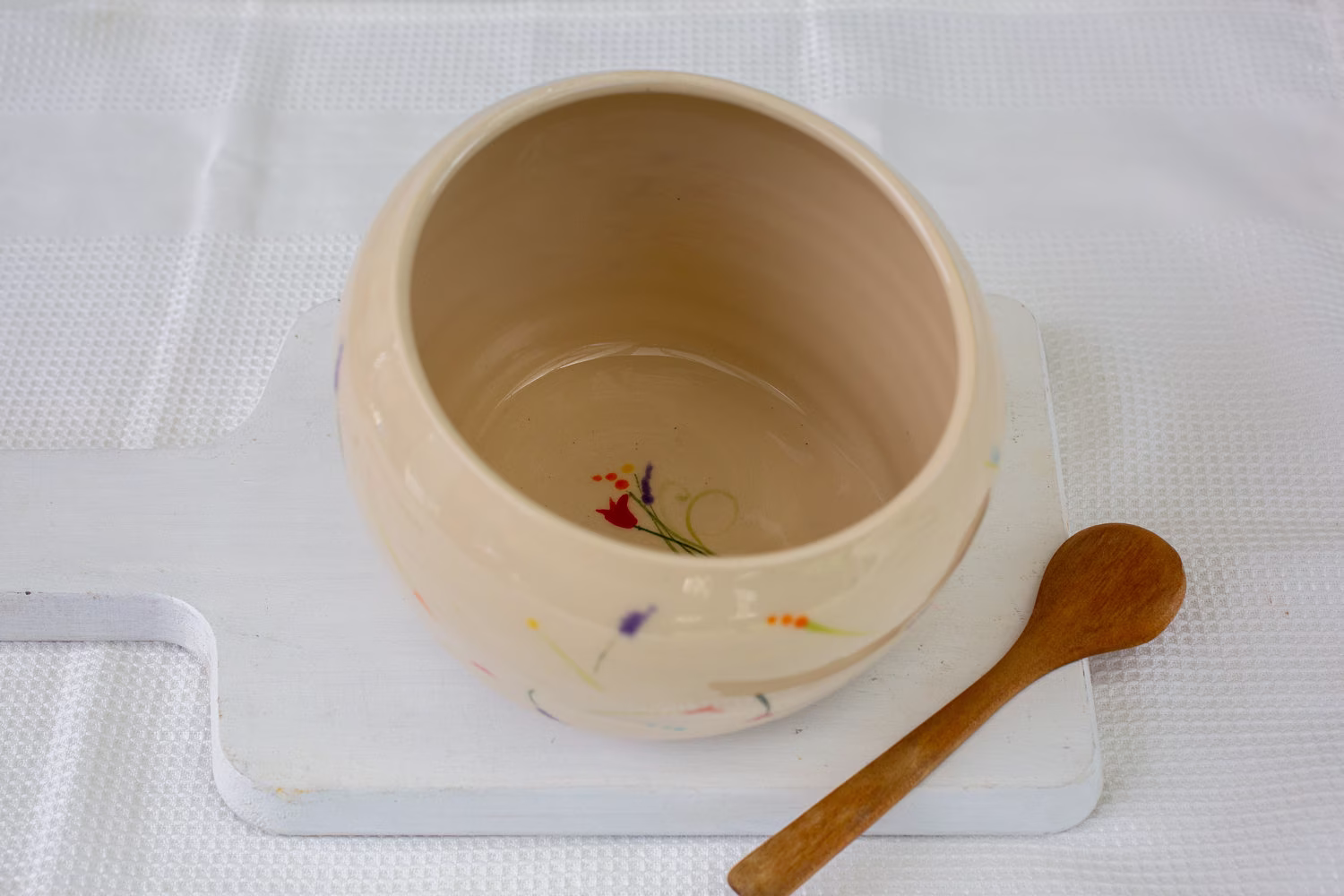 Salt Cellar - Beige Ceramic Pig Hand Painted Holder