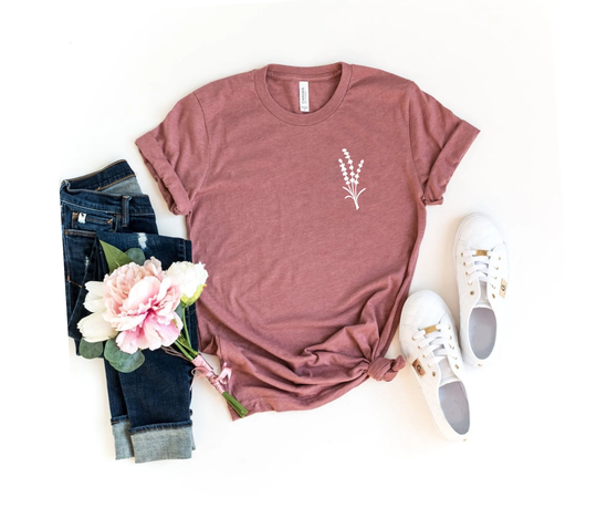 Lavender Graphic Tee Simple Floral Shirt Summer Spring Trendy