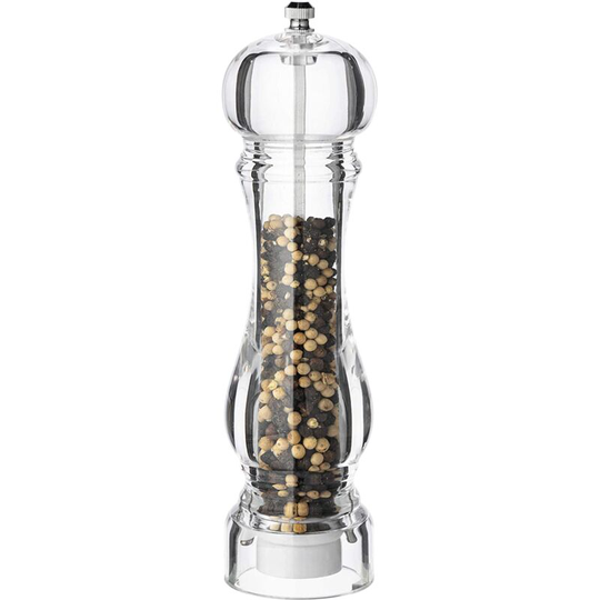 Pepper Mill and Salt Shaker Set of 2 Salt and Pepper Mill Shaker with Adjustable Coarseness-Clear 8 inches