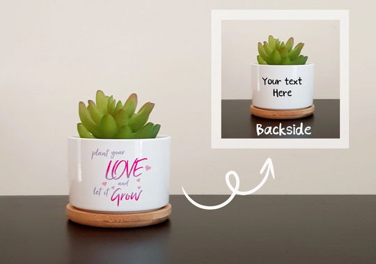 Personalised Planter For Succulents, Cacti, Custom Message Plant Pot, Gift Mom, Dad, Grandma, Teacher, Birthday, Anniversary, Couple
