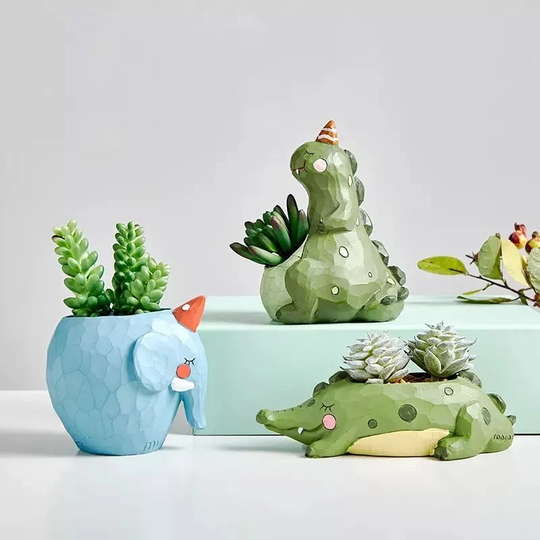 Animal Flower Pot, Pot For Succulents Plants, Planter, Elephant, Dinosaur, Crocodile, Duck, Whale, Ornament