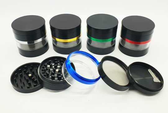 63mm Premium 4 Part Leaf Tobacco Herb Metal Aluminium Window Magnetic Grinder Crusher Shark Teeth