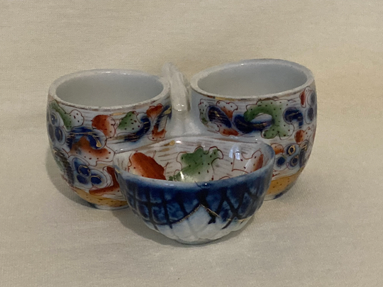 Antique Condiment Cruet Set With Open Salt Pot - No Pepper Shaker & Mustard