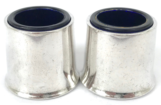 Historical Vintage, Military Cruet, Open Salt, Salts With Liners, Silver & Blue, Officer's Mess, Wd 1971, Plate, Pair Of, Toothpick