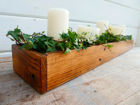 Rustic Table Centerpiece/Reclaimed Pallet Box Wedding Plant & Herb Holder Trough Christmas Centrepiece