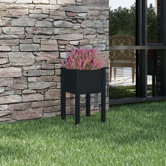 Asupermall - Garden Planter Black 40x40x70 cm Solid Pinewood