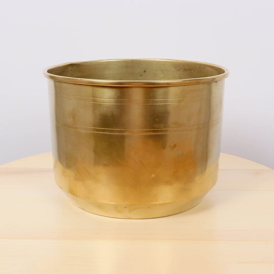 Circle Bucket/Pail Tub Pot Kettle Container Flower Pot || Vintage Brass Plain Design British Made