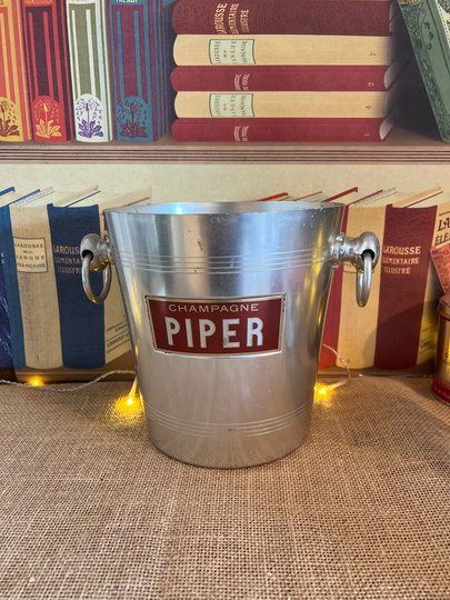 Large Vintage French Piper Branded Aluminium Champagne Ice Bucket With Two Handles