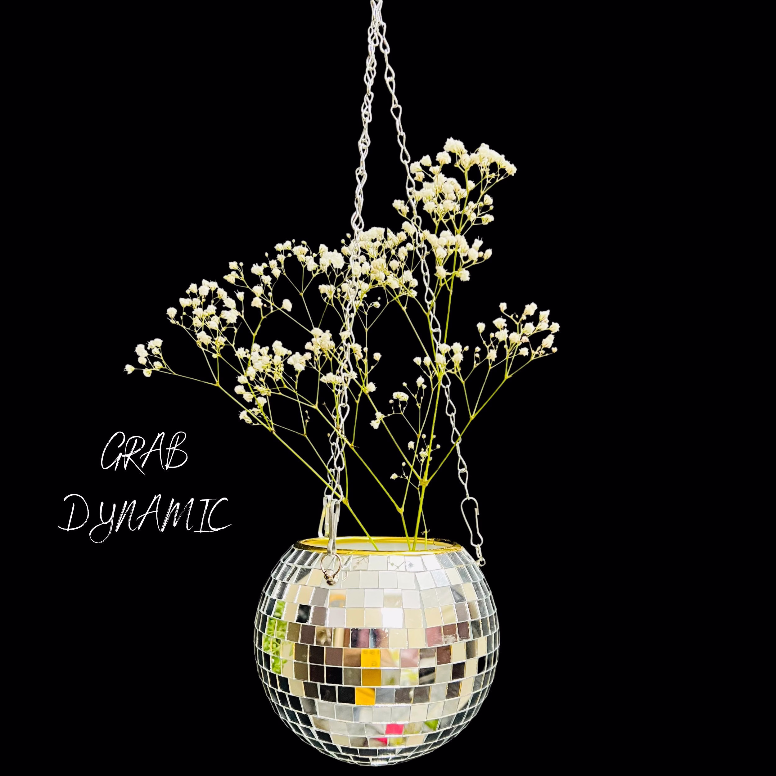 Hanging Disco Ball Planter, 8 Inch Ball Décor, Funky Retro Ball, Round Flower Pot, Swing Basket, Christmas Gift & Décor