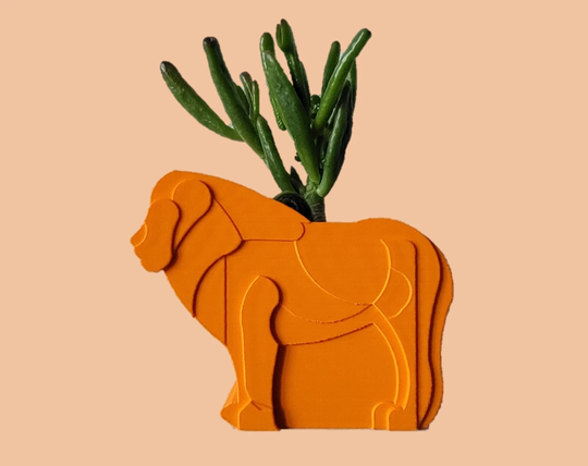 Lion Planter, Indoor Handmade Quality, Interior Design, 3D Printed, Small Vase & Planter For Succulents, Plants, Gift