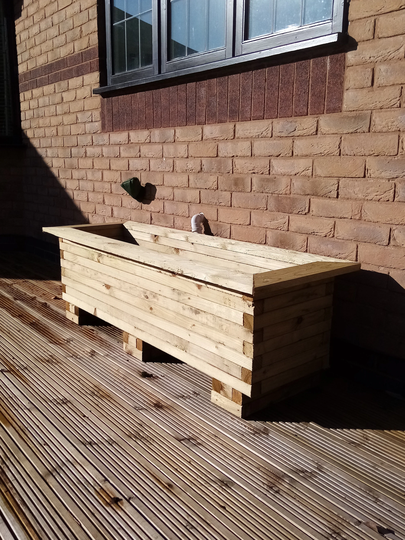 The Moreton Rustic Large Rectangular Block Tanalised Wood Garden Patio Planter