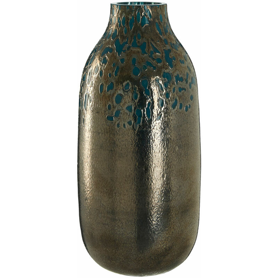 Premier Housewares - Room Decor Flower Vase Clear Large Grey Metallic Vase Glass Vases For Flowers Black Modern Floor Vase 14 x 14 x 29