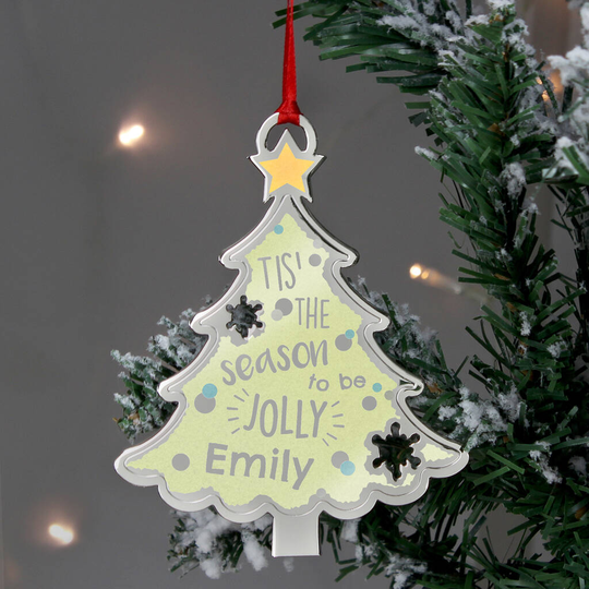 Personalised Tis' The Season Metal Tree Decoration