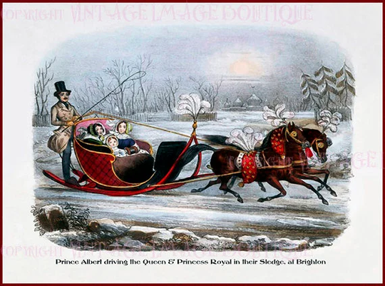 Queen Victoria & Her Family On A Sleigh Ride in Brighton Christmas Season Winter Solstice Holiday 5x7 Greeting Card