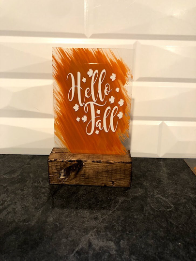 Hello Fall Acrylic Seasonal Sign