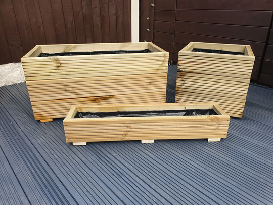 Square Or Rectangle Wooden Treated Decking Planters Pots Window Boxes