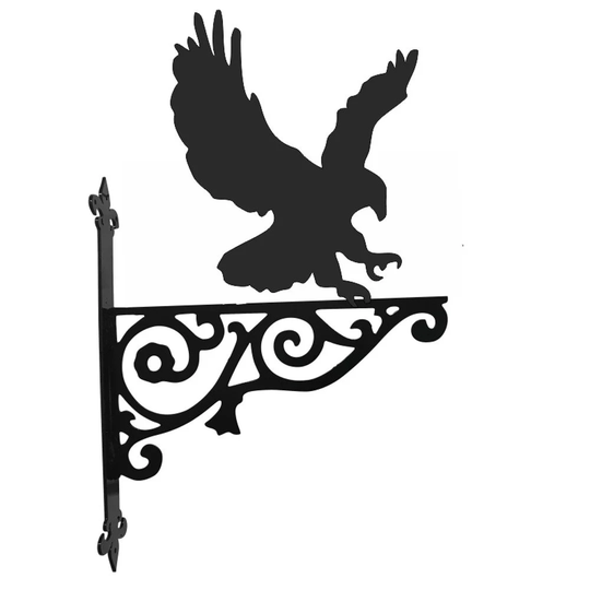 Eagle Ornamental Hanging Bracket - Contemporary Basket Wall Mounted Decorative Garden Black