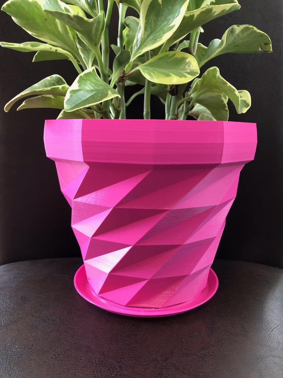 Large Flower Pot With Saucer For Plants Of All Kinds | Pink Colored - 7.75" Diameter By 6.75