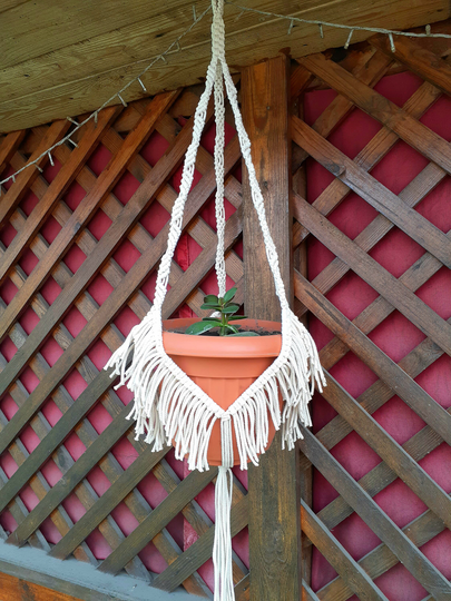 Natural Cotton Macrame Plant Hanger 28 Inches 3mm Hanging Planter Flower Pot Indoor Or Outdoor Decor Window Wall Hanging Gift Idea