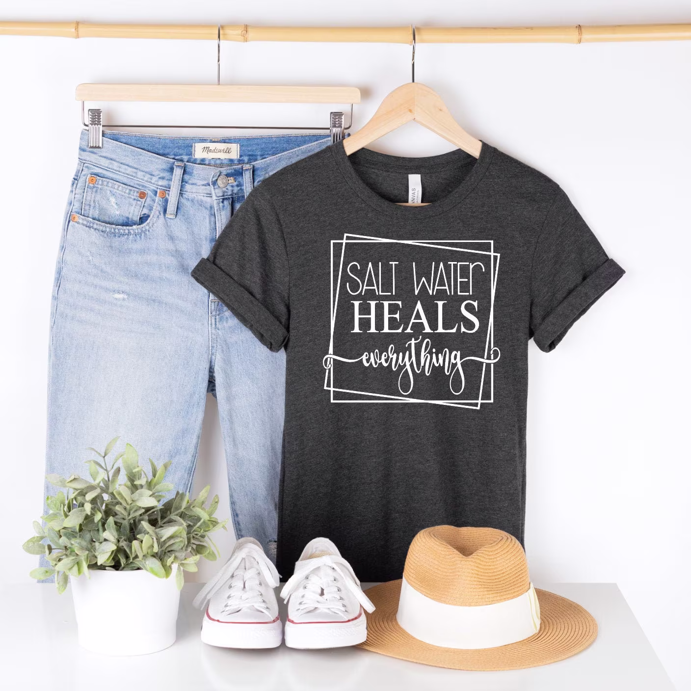 Salt Water Heals Everything Unisex T-Shirt - Beach Shirt Vacation Trip Tees Shirts Salty Tee