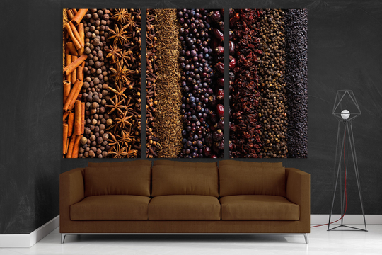 Kitchen Wall Decor, Art, Herbs Spices & Canvas Print Set, Extra Large Food Art