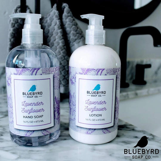 Lavender Sunflower Hand Soap & Lotion Set | Kitchen Or Bathroom & Dispenser Dish Liquid Pump