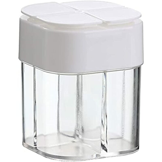 Denuotop - Spice Jars Salt and Pepper Shakers 4 in 1 Clear Spice Jars with 4 Compartments Plastic Sealed Spice Shaker for Kitchen Camping Spice Box