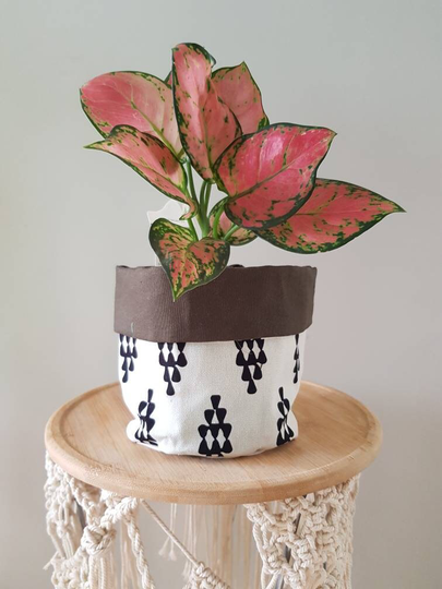 Pot Plant Cover/ Pot Cozy/ Fabric Patterned/Printed/ Reverasable/ Machine Washable/ Potsofloveboutique/ Potsoflove Tony G