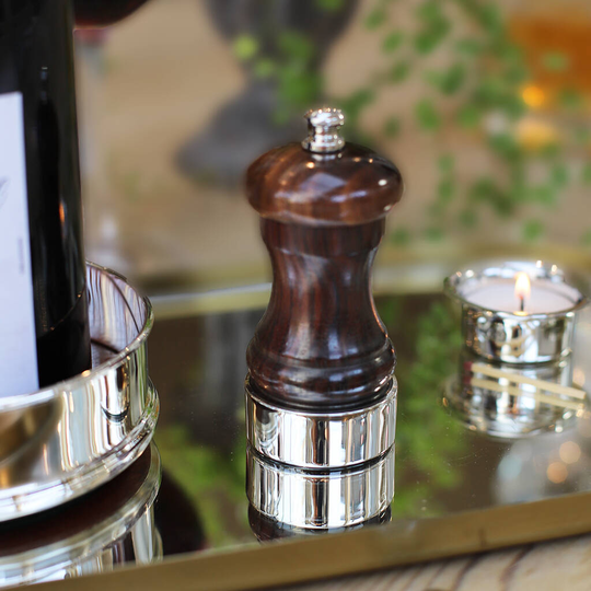 Sterling Silver And Rosewood Salt And Peppermill