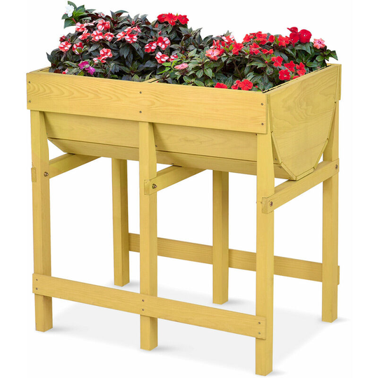 Patio Garden Raised Bed Elevated Wooden Planter Above Ground Planting Box