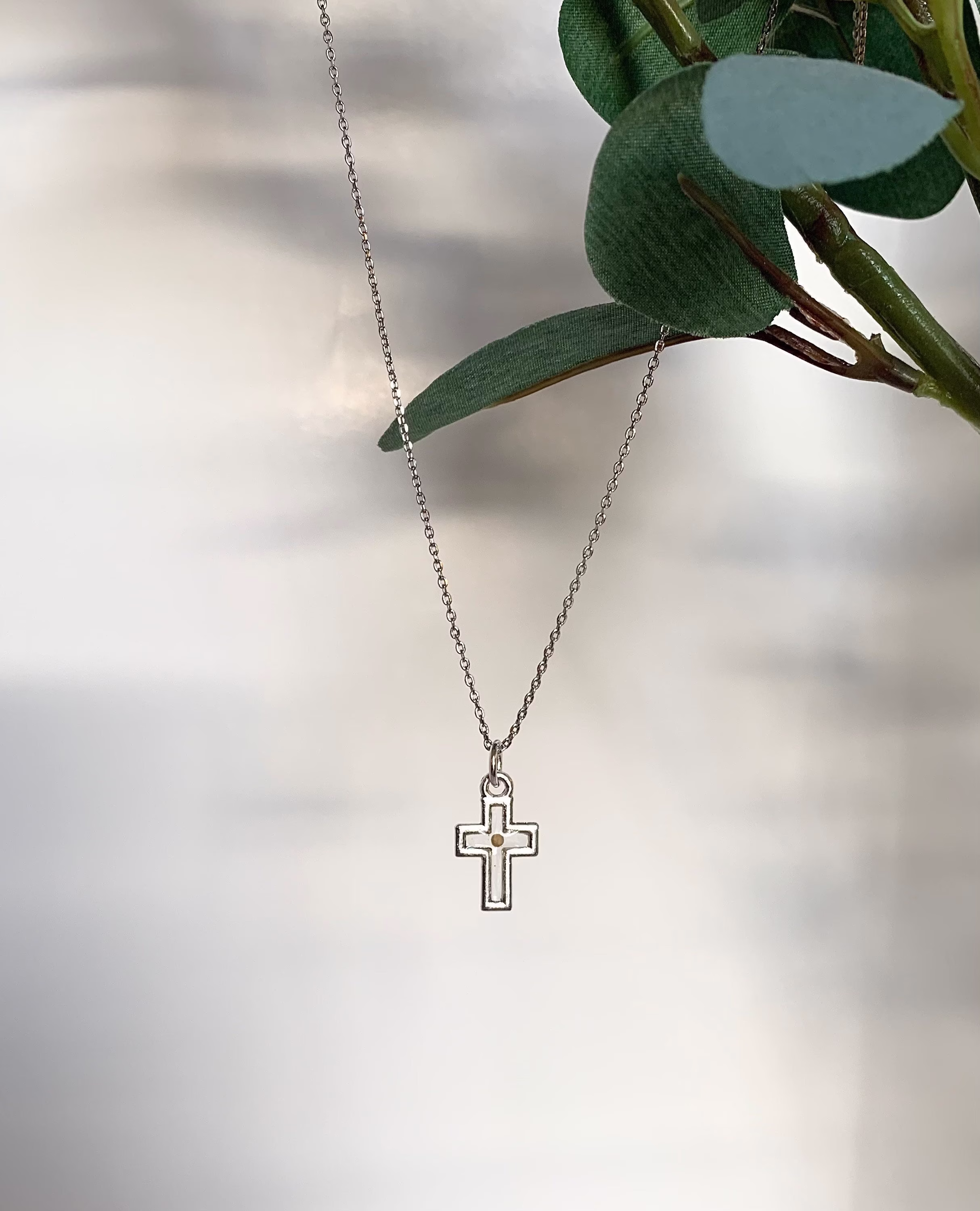 Mustard Seed Necklace - Sterling Silver Cross Pendant- Matthew 1720 Faith As Small A Mustard Seed