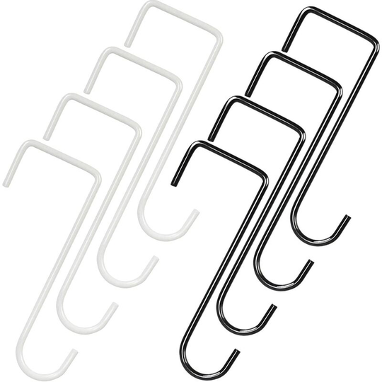8 Pcs Fence Hook, BR-Vie Plant Hanger Hook Patio Hook for Hanging Planters Bird Feeder Flower Pot Plant White and Black