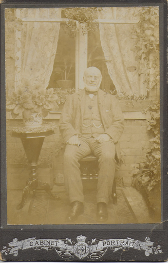 Victorian, Cabinet Card, Man Relaxing in Chair, in The Garden, Plant Pots, Table, Sash Windows, Flowers Around Window