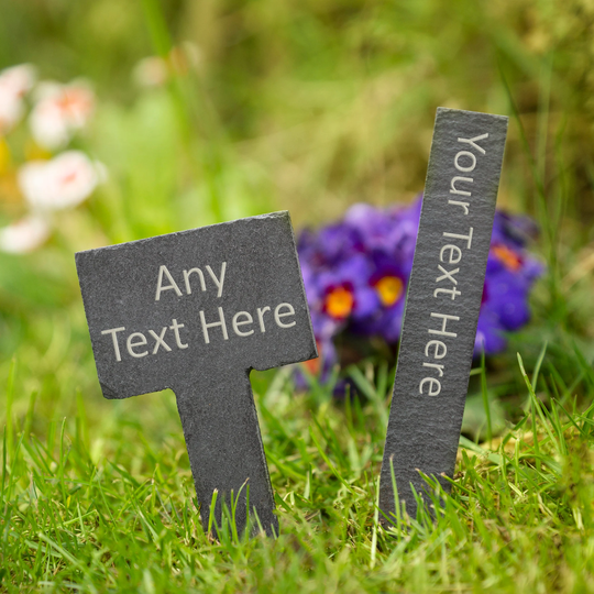 Personalised Engraved Slate Garden Sign Custom Text Herb Planter Vegetable Herbs Allotment Peg Gardening Gardeners