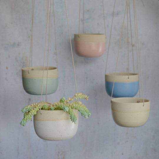 Handmade Stone Hanging Ceramic Plant Pot