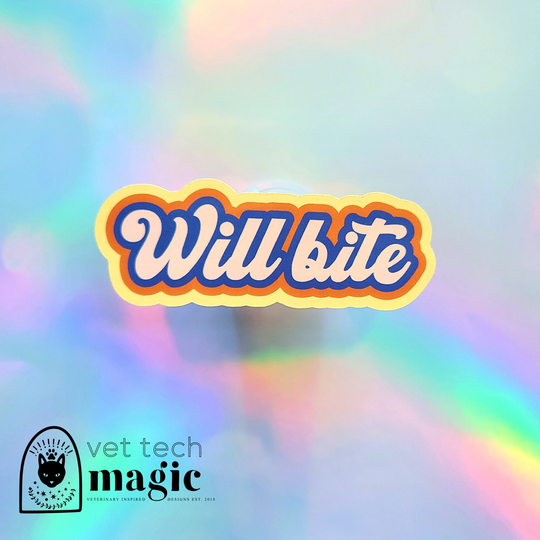 Veterinary Humor Sticker, Technician Vet Nurse, Medicine, Will Bite, Animal Animal Rescue, Vet Tech Week Gift