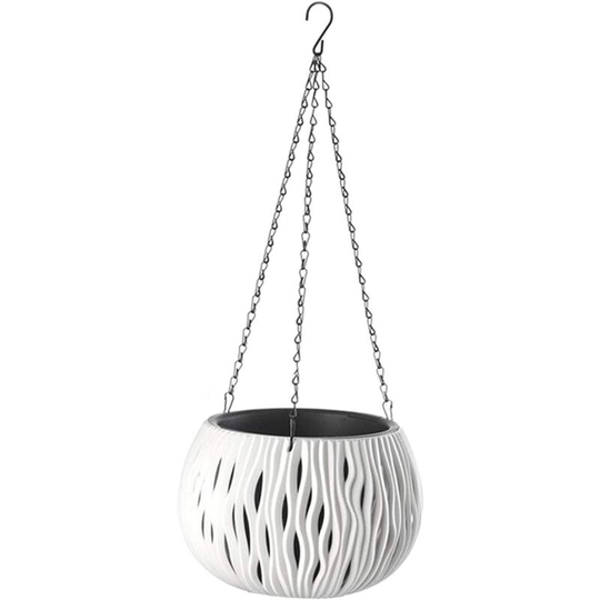 Hanging Planter Flower Plant Pots Indoor Outdoor Balcony Terrace Hanging Basket Home Decor - White