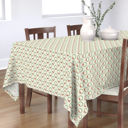 Wreaths Tablecloth - Christmas Wreath By Kathrinlegg Home Decor Seasonal Garden Cotton Sateen Spoonflower
