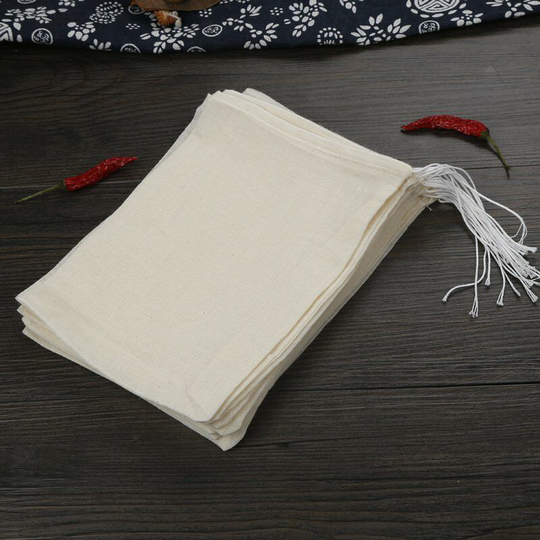 Pack of 10 Reusable Cotton Muslin Sachets Small Cotton Reusable Mesh Bags Tea Filter Bags for Cooking Soap Medicinal Alcohol Soaking