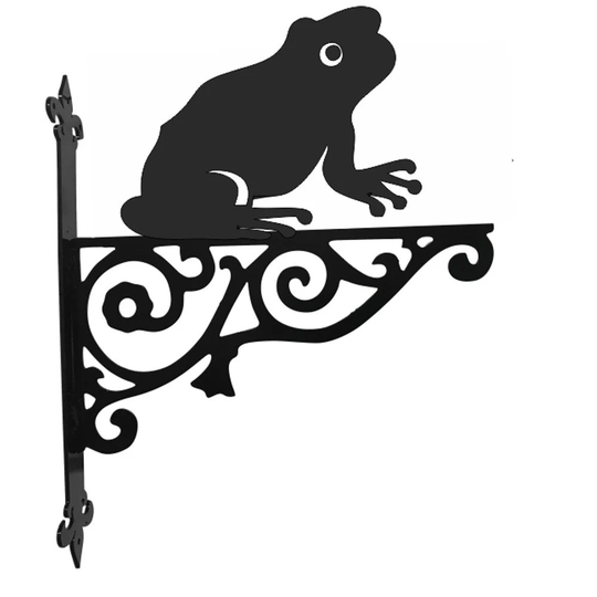 Frog Ornamental Hanging Bracket - Contemporary Basket Wall Mounted Decorative Garden Black